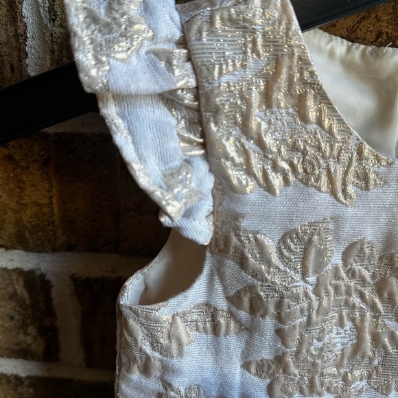 Rare Editions Ivory and Gold Brocade Dress with Bow - Picture 5 of 11
